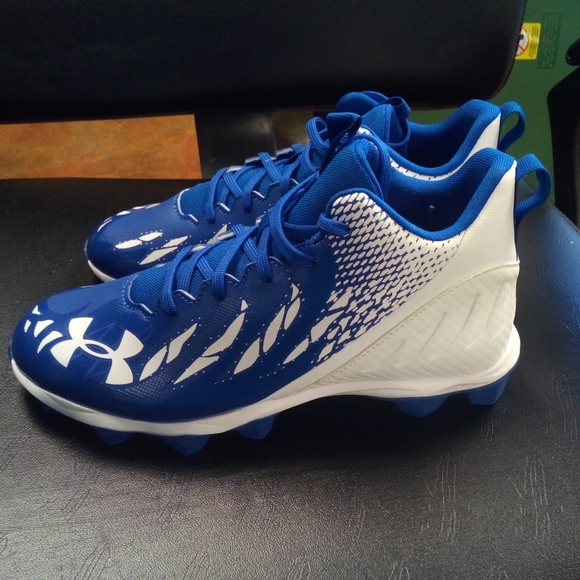 Under Armour Spotlight Franchise RM Football Cleats Blue 3022774-400 Mens sz 8 - Picture 4 of 7